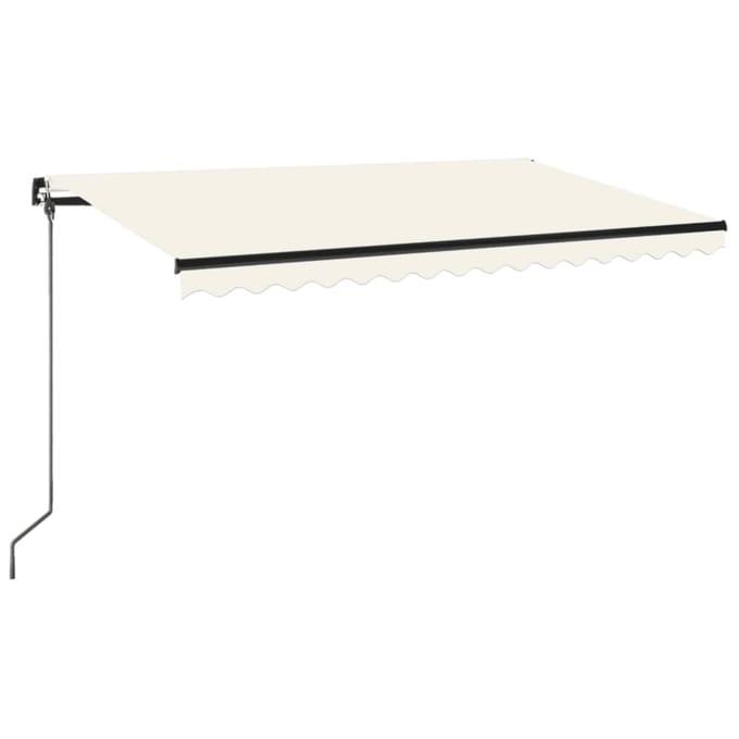 vidaXL - Luifel - handmatig - uittrekbaar - met - LED - 400x350 - cm - crèmekleurig