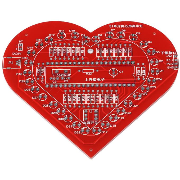 DIY Kleurrijke MCU Module Hartvormige Lamp Licht Elektronische Printplaat Kit
