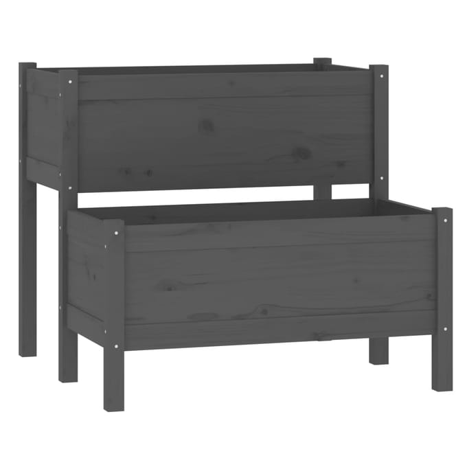 vidaXL - Plantenbak - 84,5x84x75 - cm - massief - grenenhout - grijs
