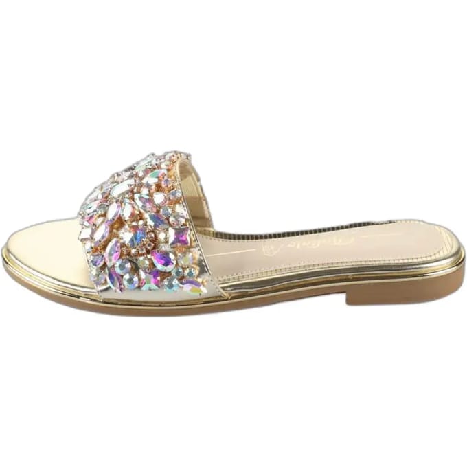 Sandaaltje met siersteendecoratie model 'KIRA SLIDE'