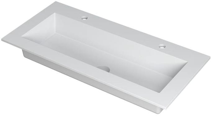 INK Kraft Wastafel Enkele Bak 2 Kraangaten - 1000x450x10 mm - Mat Wit