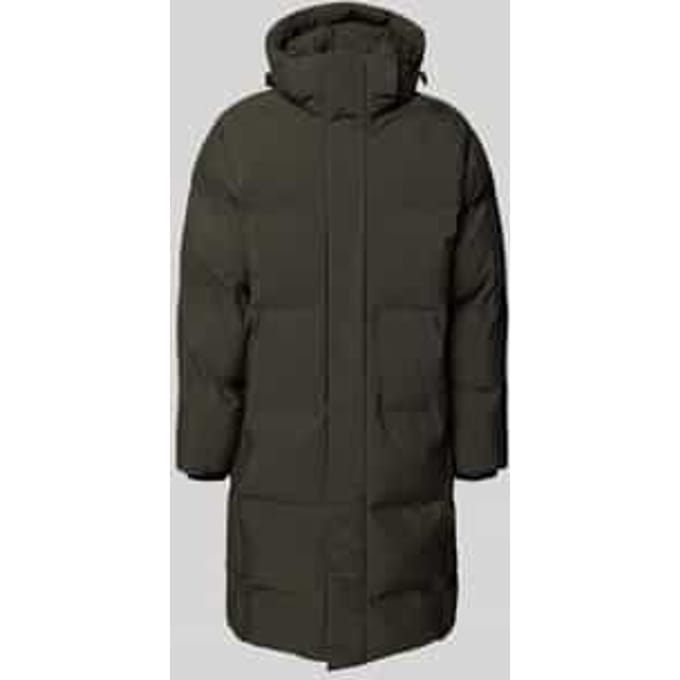 Gewatteerde lange jas met capuchon, model 'Recycled padded coat'