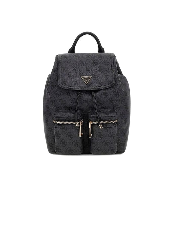 GUESS vrijetijdsrugzak rugzak Manhattan II Flap Backpack Coal Logo donkergrijs