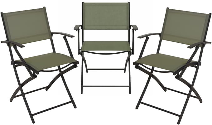 Redcliffs Klapstoel - 3x - groen - opklapbaar - 46 x 52 x 85 cm - staal/polyester - campingstoel/tuinstoel