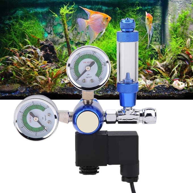 G5/8 Aquarium CO2 Regulator Terugslagklep Bellenteller met Solenoïde black
