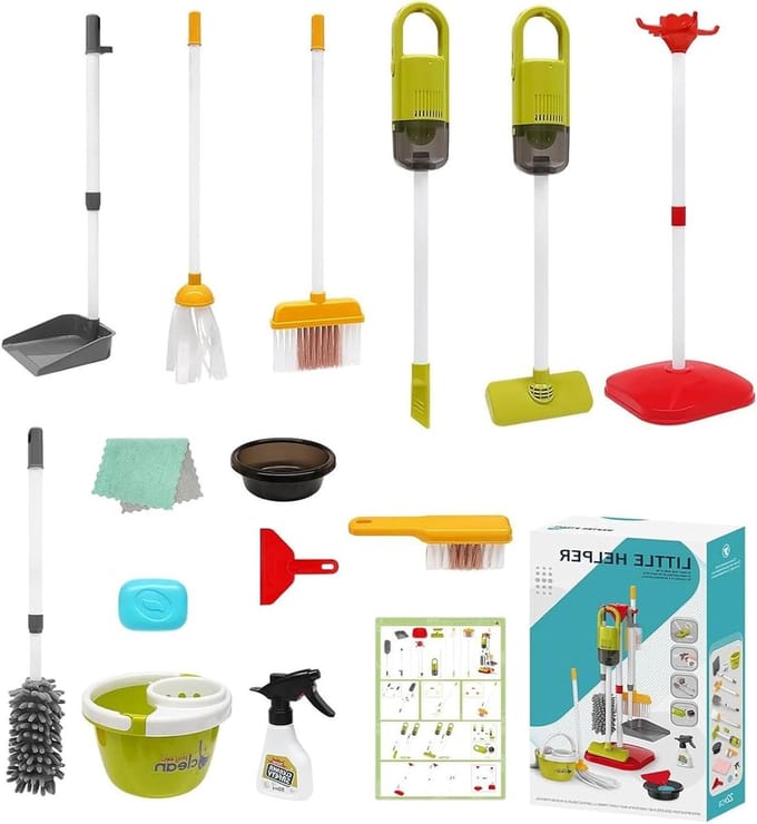 Kinder Schoonmaakset - Speelgoed Bezem - Samen Spelen - Kindvriendelijk Ontwerp - 38 x 25 x 11 cm - Multicolor