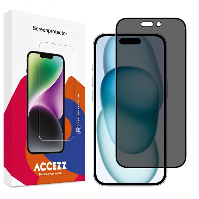 Accezz Screen Protector - Geschikt voor Apple iPhone 16 Plus / 15 Plus / 14 Pro Max - Gehard Glas Privacy Screenprotector