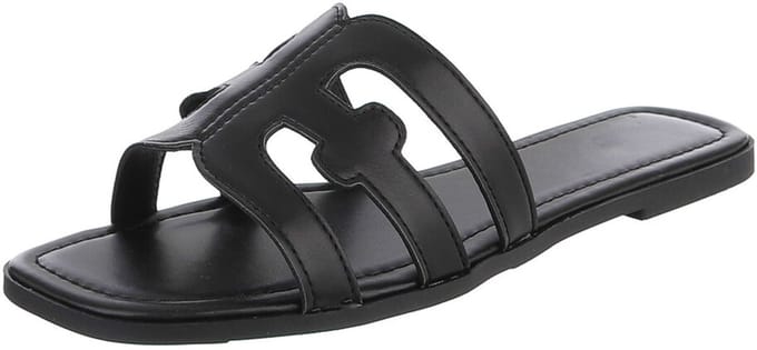 Dames slipper met uitgesneden details en platte zool Mt:37