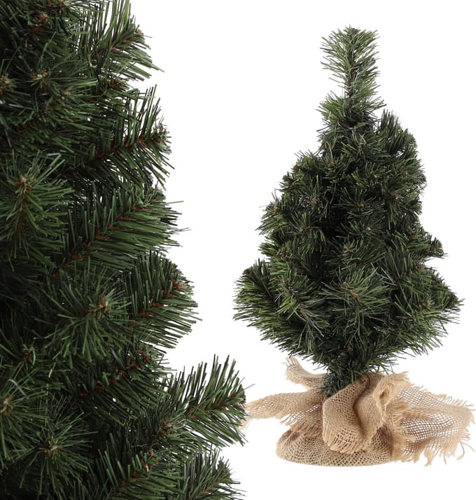 KADAX Kunstkerstboom met 105 takken, mini-dennenboom met jute, 80 cm