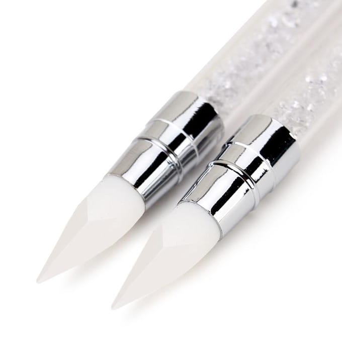Stylo de Sculpture en Silicone à double extrémité pour Nail Art, outil de conception d'ongles facile et précis, brosse à points de paillettes de Sculpture 3D blanc