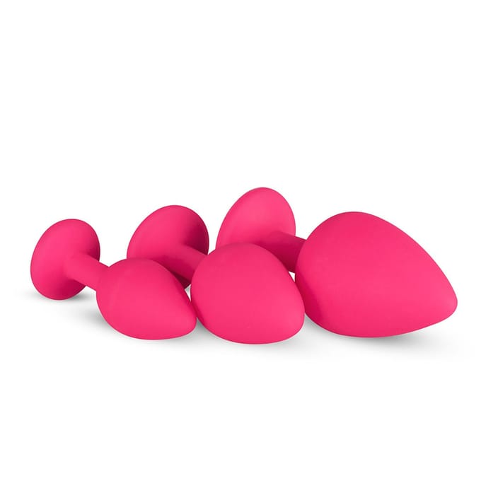 Easytoys - anaalplug van siliconen in zwart met siersteen SET 1