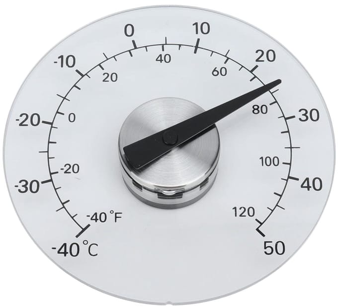 Buitenthermometer Raam - Temperatuurmeter Buiten - Temperatuur Meten - Transparant Waterdicht - 11 cm Diameter - Transparant