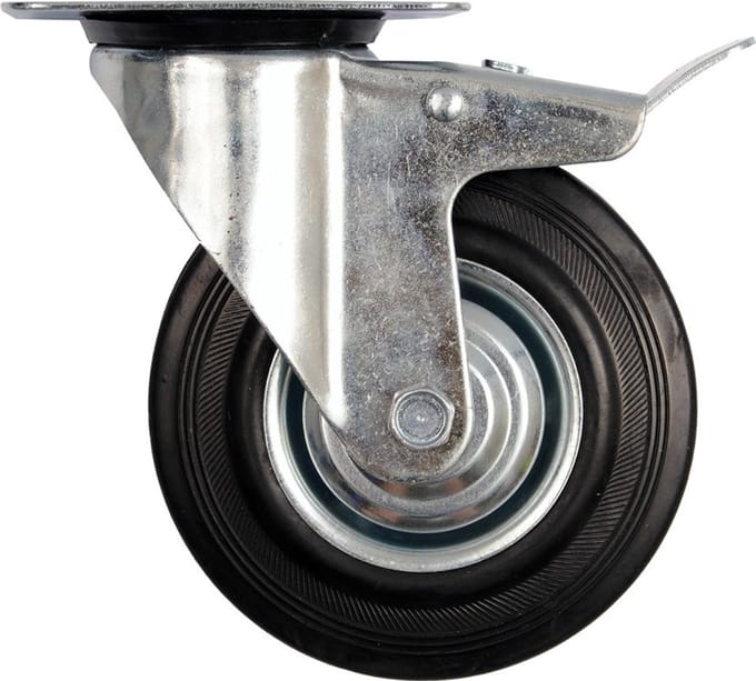 Vorel - Zwenkwiel met Zwarte Rubber en Rem - 75mm
