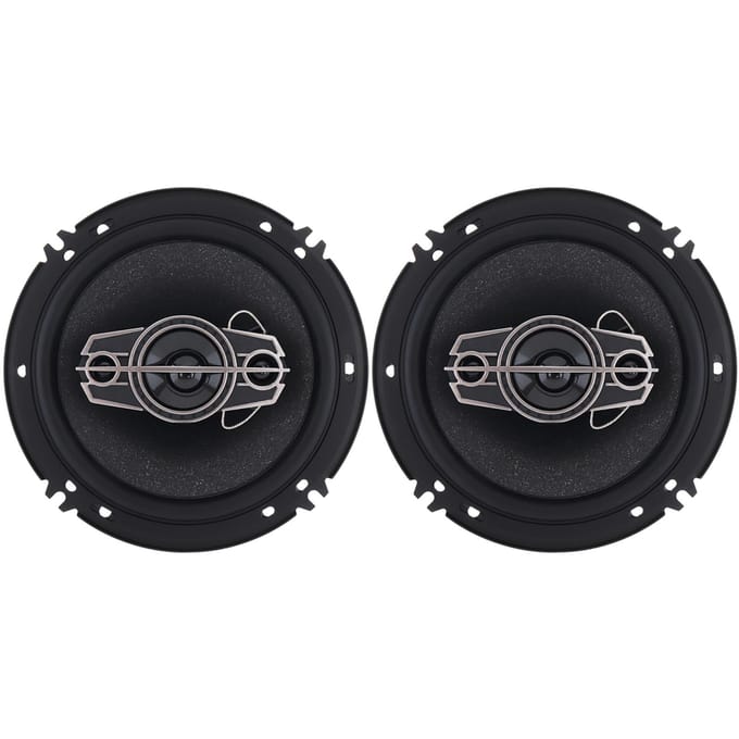 Eén paar 6 inch autostereodeurluidsprekers, 600 watt max., 4-weg, full-range audio, tweeters, coaxiaal black