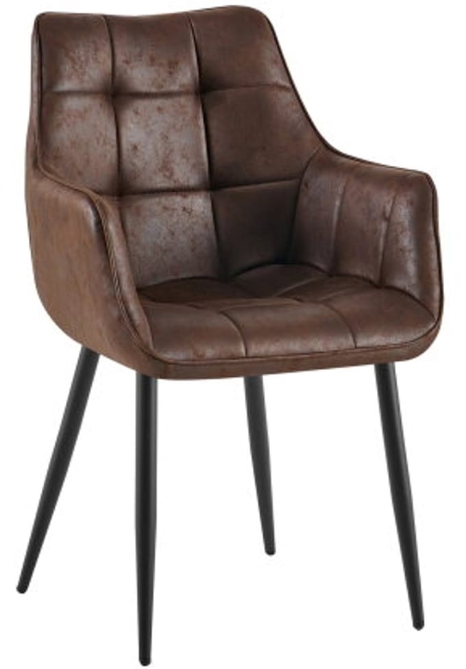 Eetkamerstoel Lucille met armleuning Donkerbruin - eetkamerstoelen set van 2