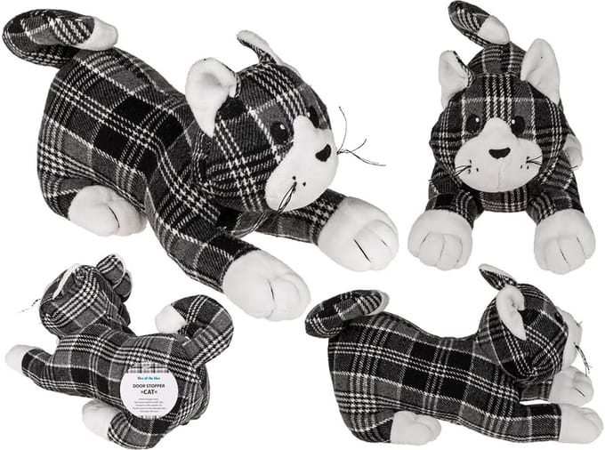Geruite deurstopper voor katten - 28 cm, 100% polyester, ca. 1 kg
