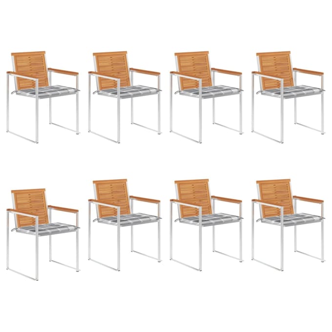 vidaXL - Tuinstoelen - 8 - st - met - kussens - massief - acaciahout