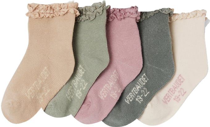 Vertbaudet Set van 5 paar halfhoge sokken meisjes (baby)