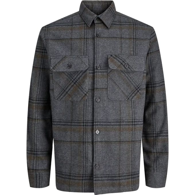 Jack & Jones Overhemd Jprrayle Melange Check L/s Overshir 12286804 Dark Grey Mannen Maat - M