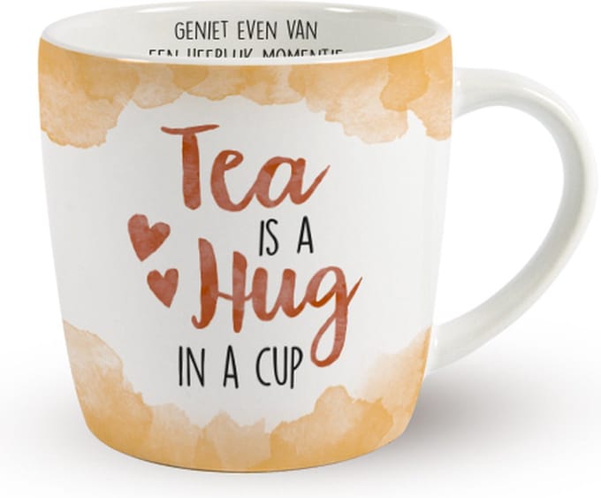 Mok - Enjoy - Tea is a hug in a cup - Met binnentekst**
