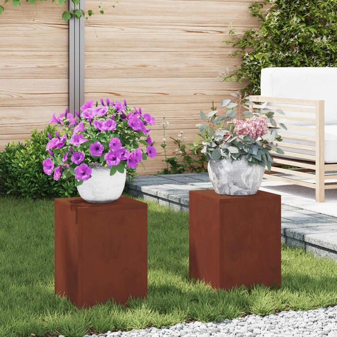 vidaXL Plantenstandaard 2 st Roestkleurig 24 x 24 x 35 cm