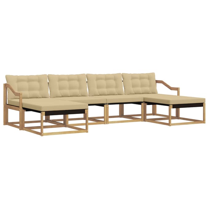 vidaXL - Buiten - bank - set - 6 - st - Wit - en - Beige