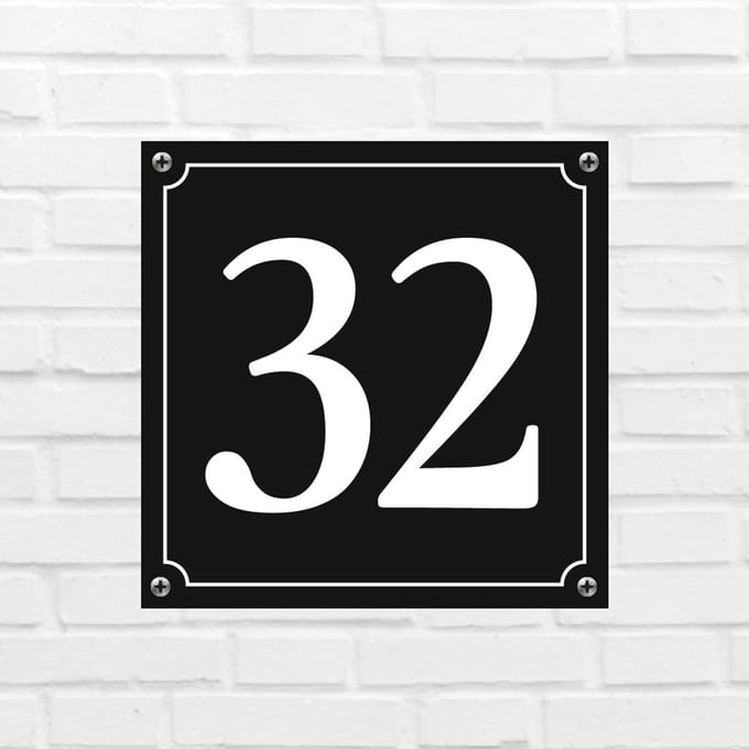 Huisnummerbord Mat zwart Deluxe - Nummer 32 - incl. bevestiging