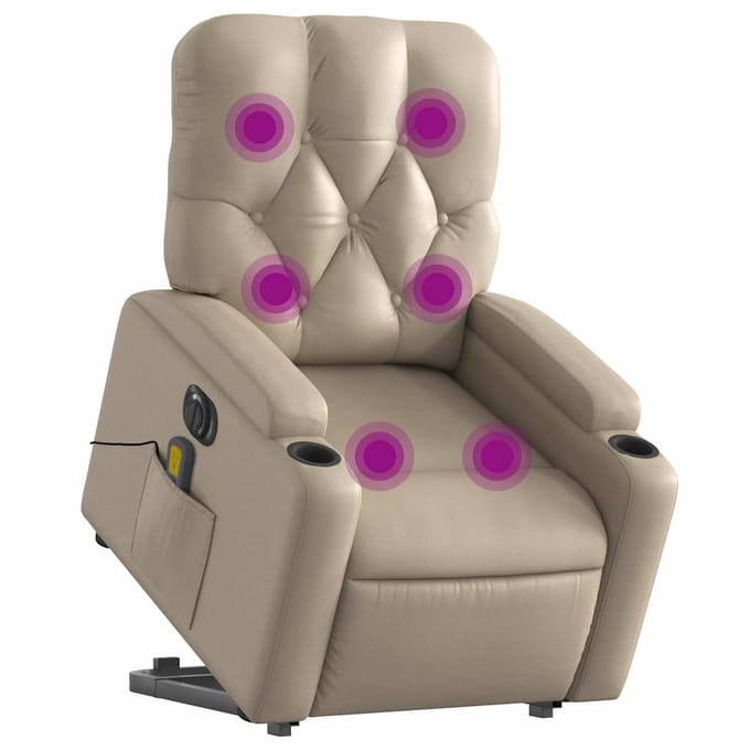 vidaXL - Sta-op-massagestoel - elektrisch - kunstleer - cappuccinokleurig