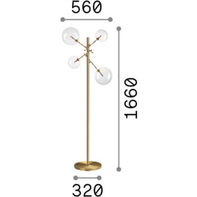 IDEAL LUX vloerlamp Equinoxe, chroom/transparant, hoogte 166 cm