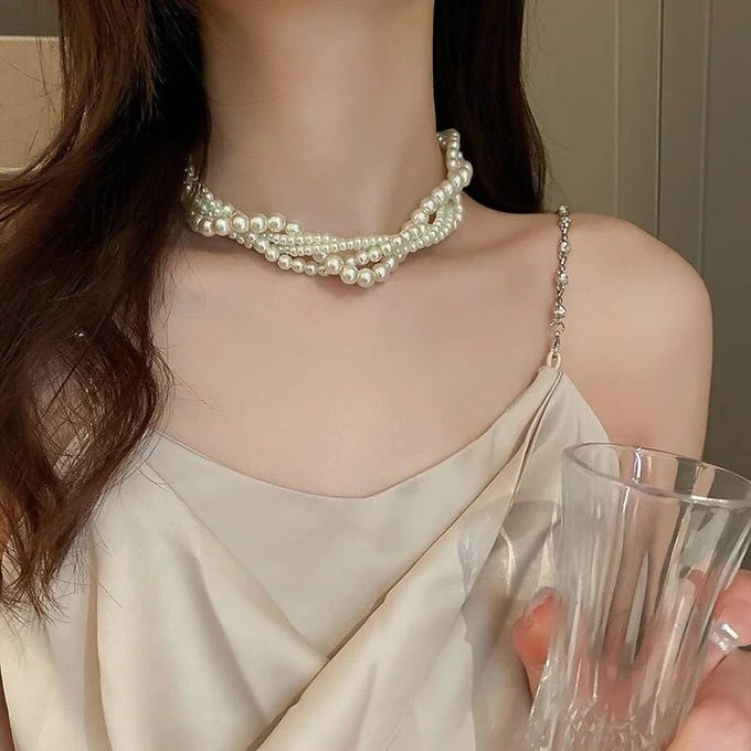 Colliers ras du cou en perles de Simulation pour femmes, accessoires de bijoux de mariage et de mariée blanc