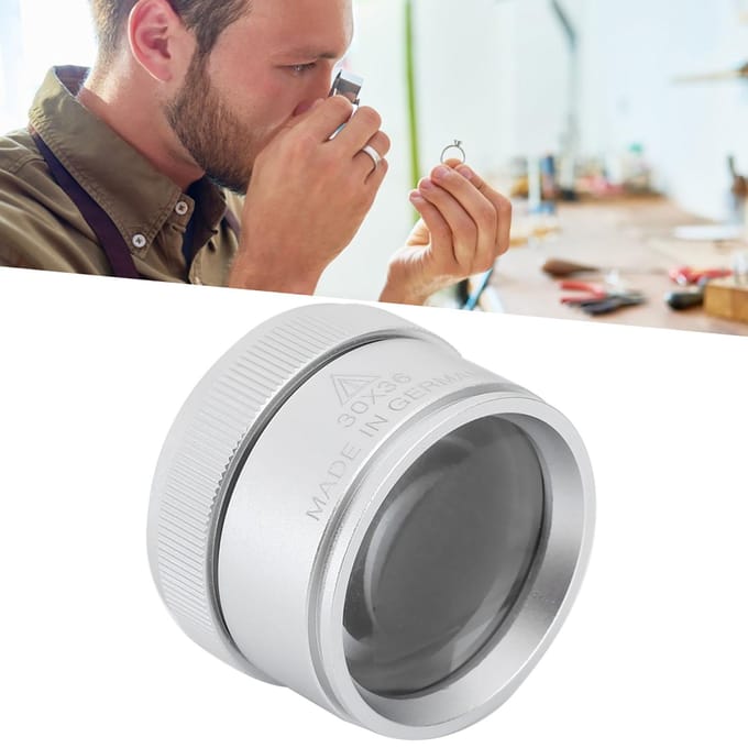 30X Vergrootglas Handheld Draagbaar Vergrootglas voor Sieraden Munten Identificatie Zilver zilver