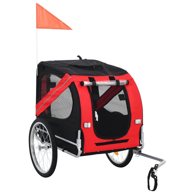 vidaXL - Hondenfietstrailer - rood - en - zwart