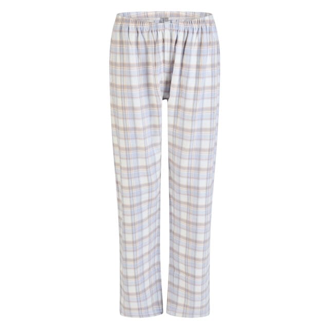 By Louise Dames Pyjama Set Flanel Lang Met Knoopsluiting Blauw/Wit Geruit - Maat L
