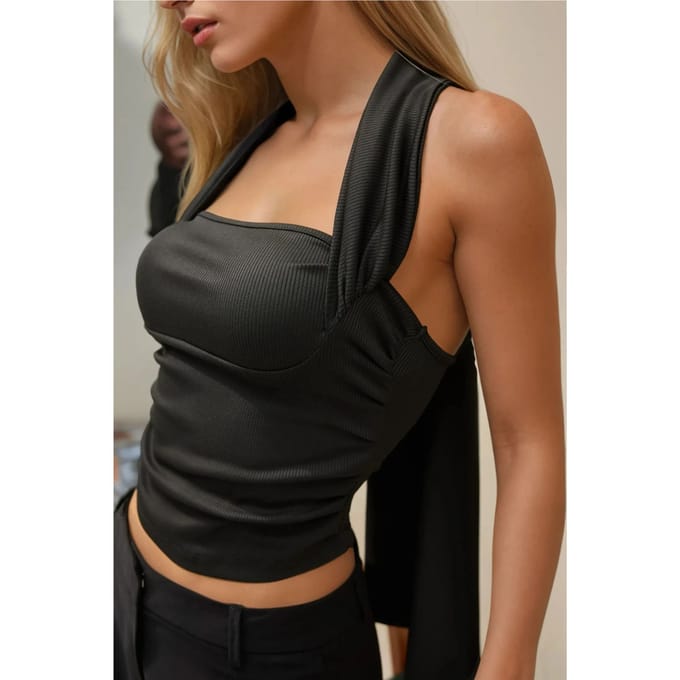 Halterkraag Slim Fit Gebreide Top