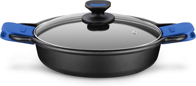 Gegoten aluminium antiaanbakpan met glazen deksel - 32 cm