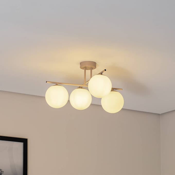 Domiluce Aurora plafondlamp, beige, Ø 50 cm, 4-lamps, glas, E14