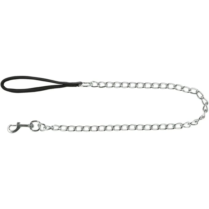 Trixie Chain leash with nylon hand loop L-XL: 1.00 m/4.0 mm Zwart