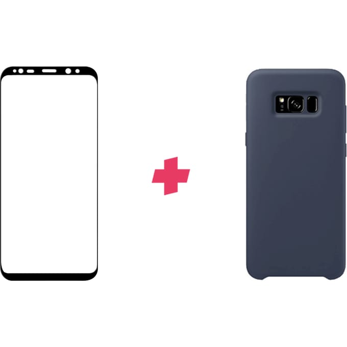 Bundel: Samsung Galaxy S8 screenprotector + blauw Siliconen hoesje