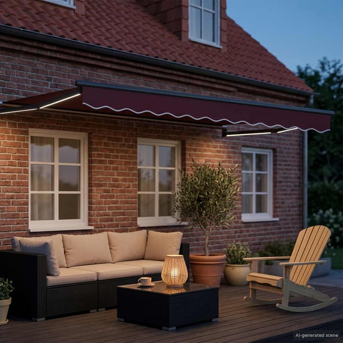 vidaXL - Handbediende - luifel - met - LED's - 3,5 - x - 2 - m