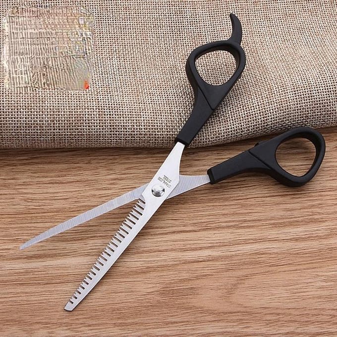 Ciseaux de coiffure 6 pouces, Kit d'outils pour couper les cheveux amincissants, peigne, accessoires de barbier, ciseaux de Salon de coiffure, 3 pièces noir