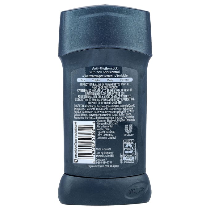 Degree, Déodorant Corps Entier, Stick Déodorant Anti-Frottements, Ocean Rush, 85g (3 oz) gray