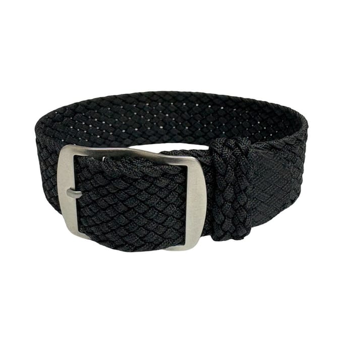 Premium Braided Perlon Strap - Geweven Perlon Horlogeband - Zwart 20mm