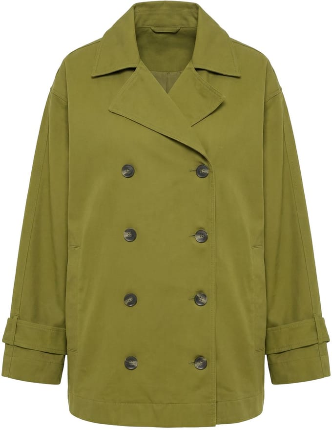 Studio Untold - Dames - Trenchcoat oversized revers 2 zakken - Olijf - Maat 54+