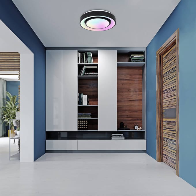 Globo LED plafondlamp Sully RGBW afstandsbediening zwart