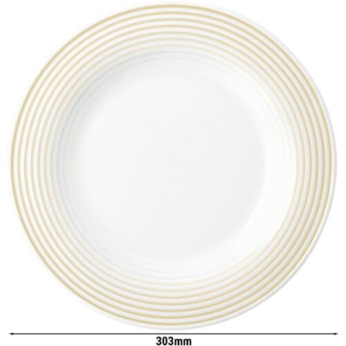 (6 stuks) SELTMANN WEIDEN Bord - plat - Ø 300mm - Zandbeige Wit / Geel
