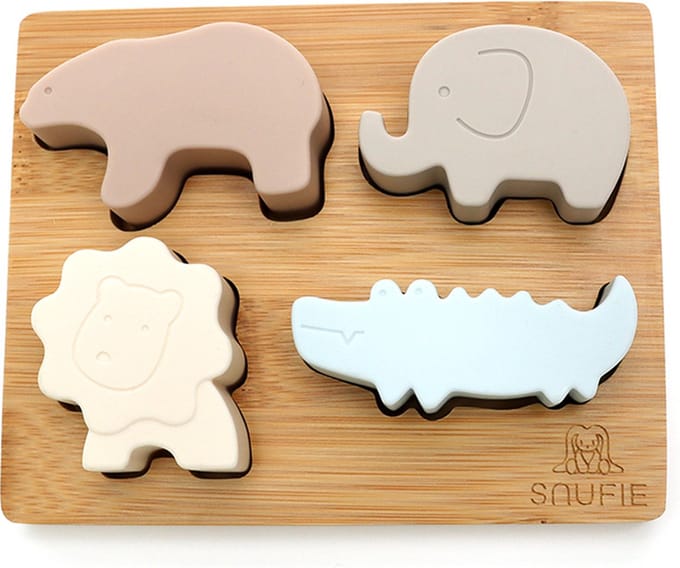 SNUFIE | Zacht & Hard | Dieren PUZZEL Bamboo & Silicone | Pastel