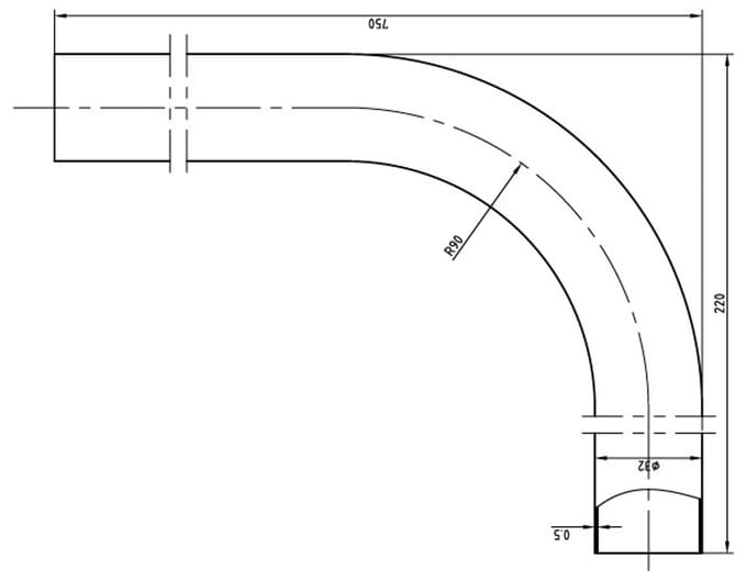 Wiesbaden UniMatch Vloerbuis 75 x 22 x 3,2 cm - Chroom