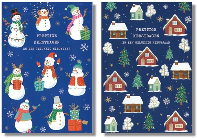 MGPcards - 10 Dubbele wenskaarten - Kerstkaarten / Nieuwjaar - Witte envelop - 10 x 14 cm - 2 Motieven per doosje