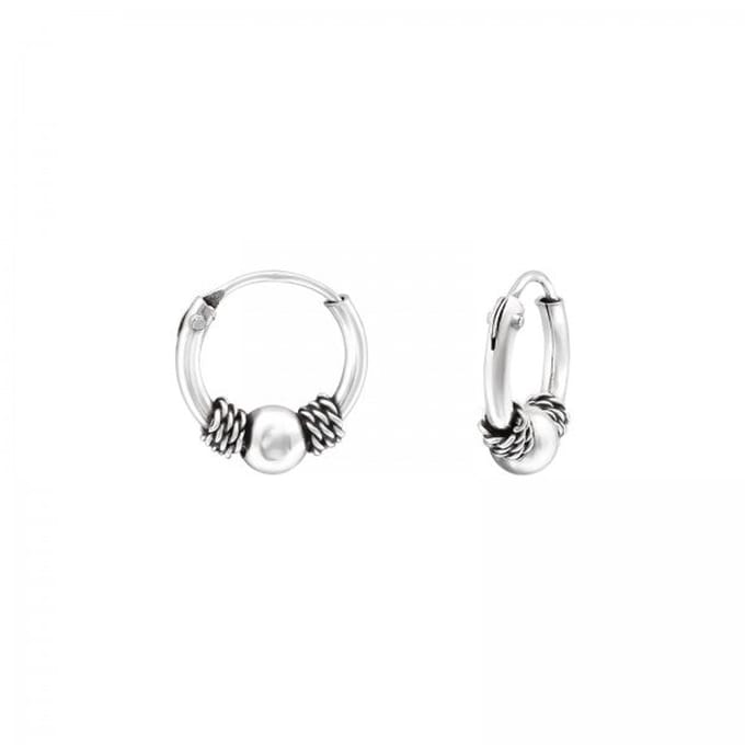 Karma Bali hoop oorringen BIJO-6 Zilver (12MM)