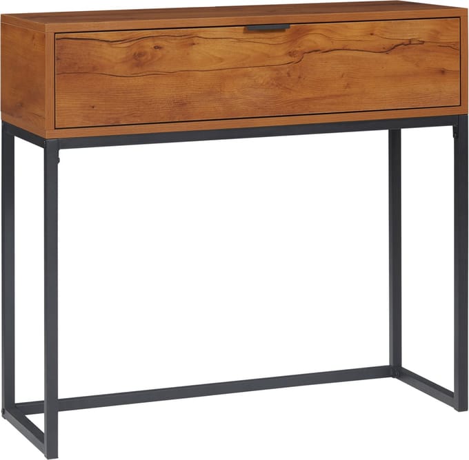HOMCOM-Konsolentisch-Spanplatte, Stahl-80L x 30B x 76H cm-Naturholz